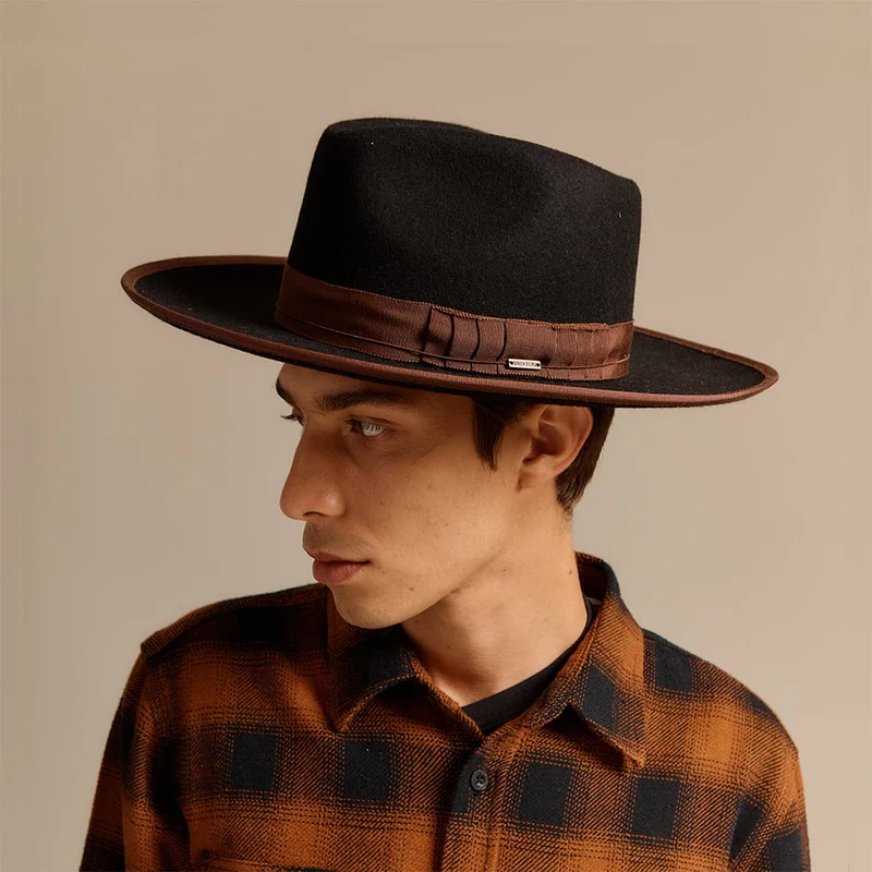 Chapeau Fedora en Laine Feutrée Reno noir-marron BRIXTON