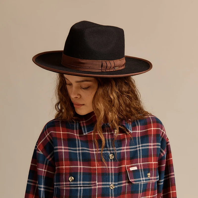Chapeau Fedora en Laine Feutrée Reno noir-marron BRIXTON