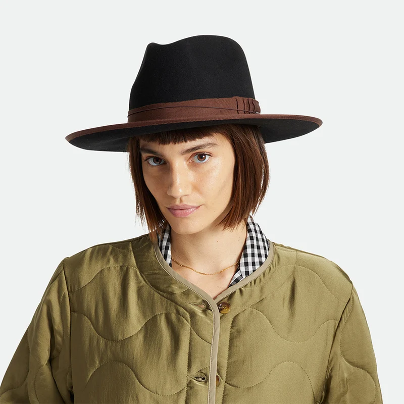 Chapeau Fedora en Laine Feutrée Reno noir-marron BRIXTON