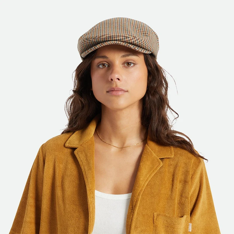 Casquette Plate Pied-de-Poule Hooligan sable-bleu marine BRIXTON