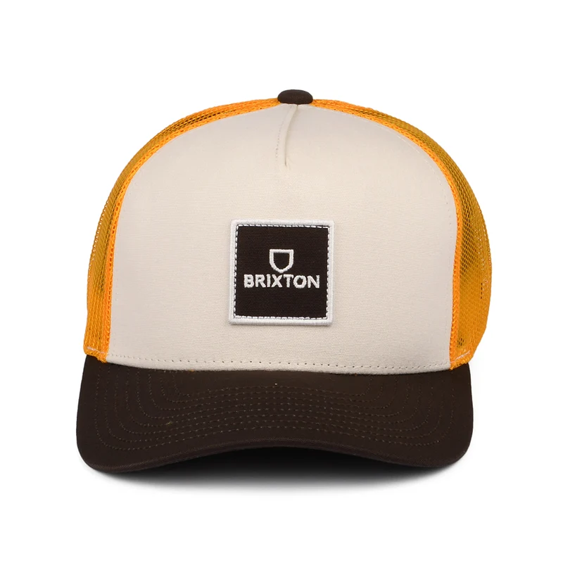 Casquette Trucker Alpha Block NetPlus MP blanc cassé-orange-marron BRIXTON
