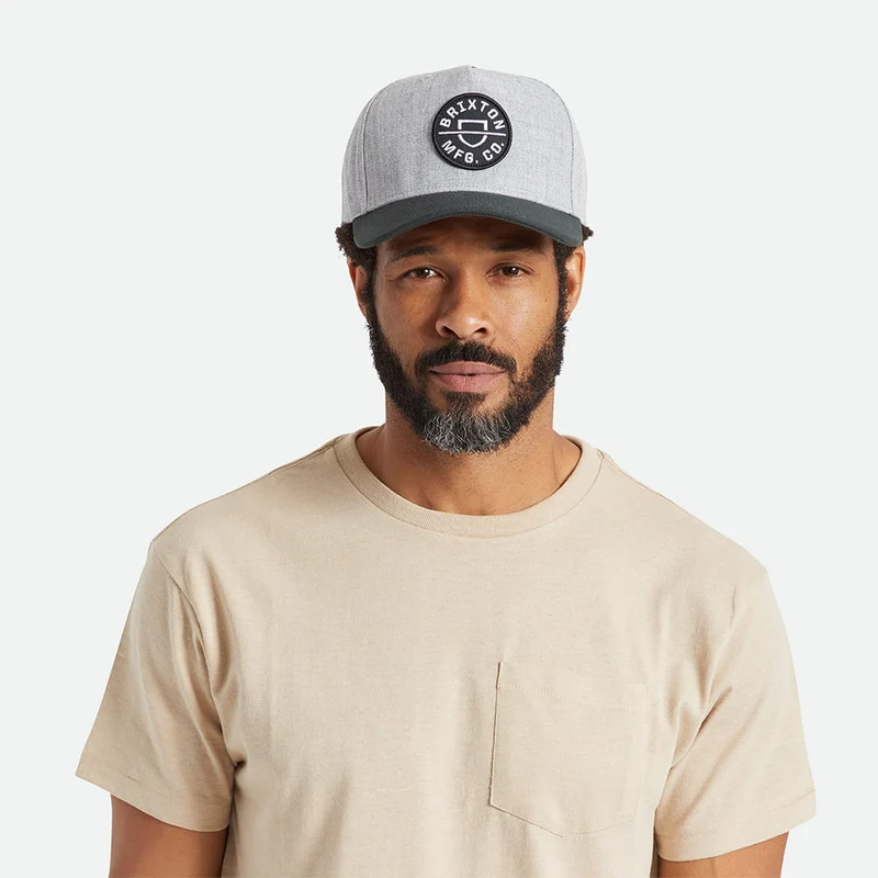 Casquette Snapback Crest C NetPlus MP gris chiné-noir BRIXTON