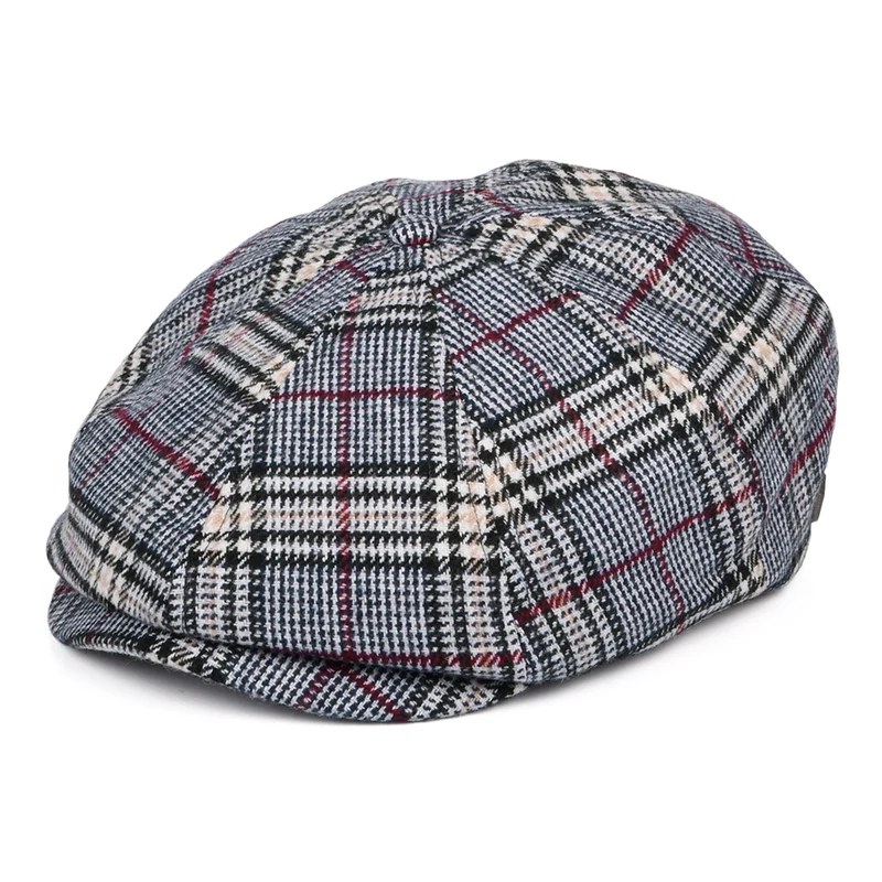 Casquette Gavroche à Carreaux Brood bleu-blanc cassé BRIXTON
