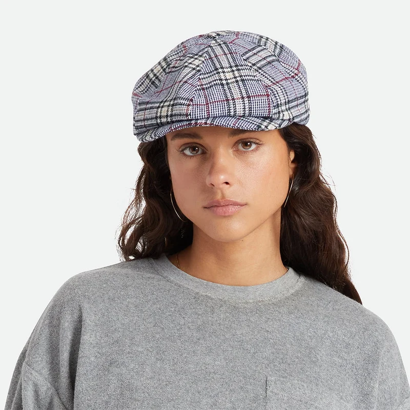 Casquette Gavroche à Carreaux Brood bleu-blanc cassé BRIXTON