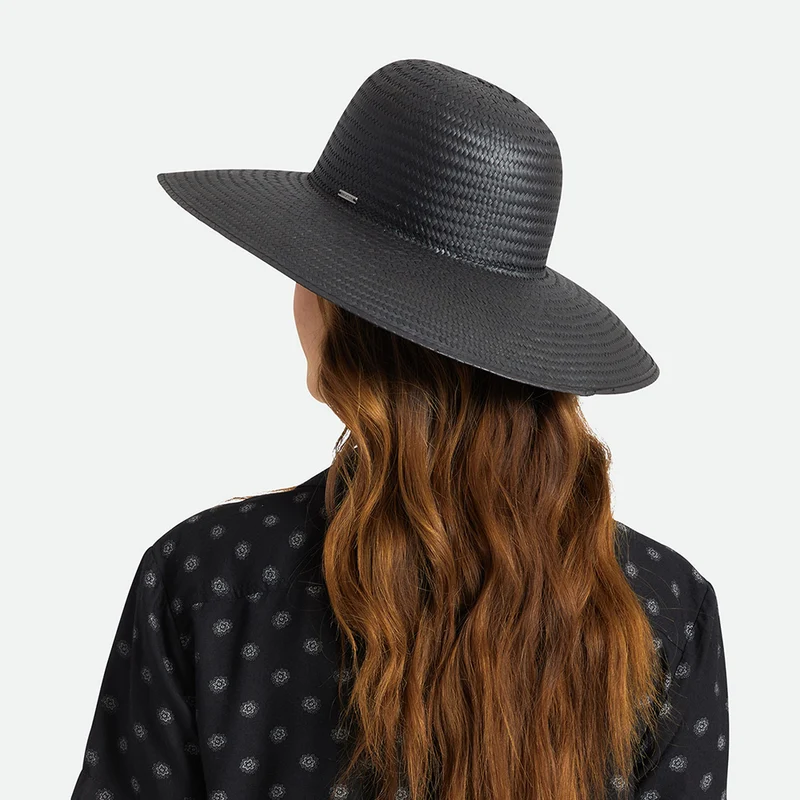 Chapeau Été à Bord Large en Paille Janae noir BRIXTON