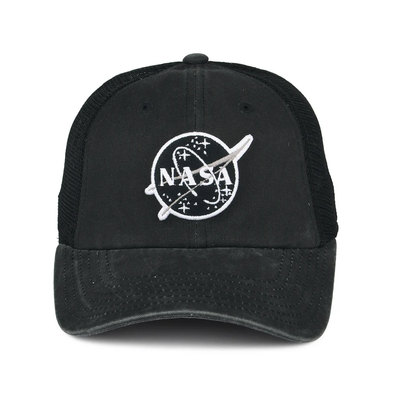 Casquette Trucker Raglan Bones noir délavé NASA