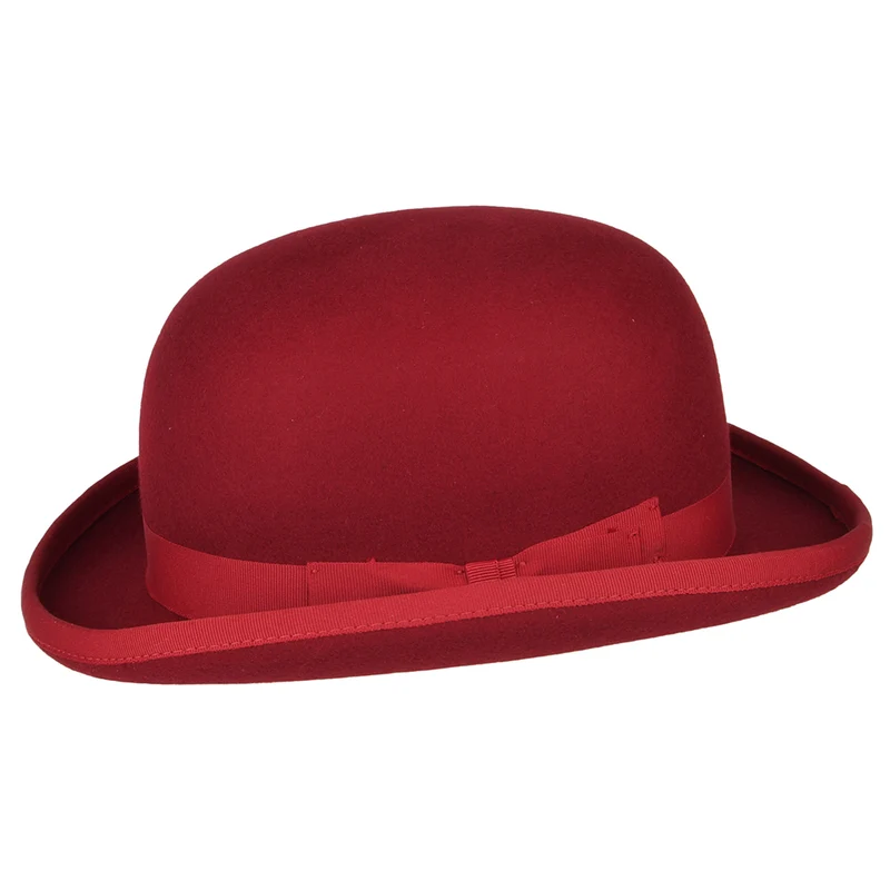 Chapeau Melon en Laine Feutrée rouge DENTON