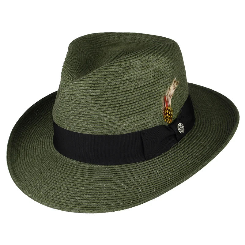 Chapeau Fedora Été en Paille Summer C- Crown olive JAXON & JAMES - VENTE EN GROS