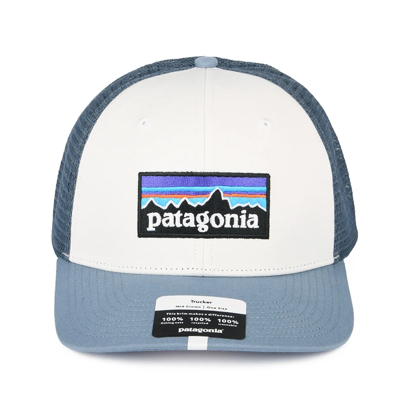 Casquette Trucker en Coton Bio P-6 Logo blanc-bleu fumée PATAGONIA
