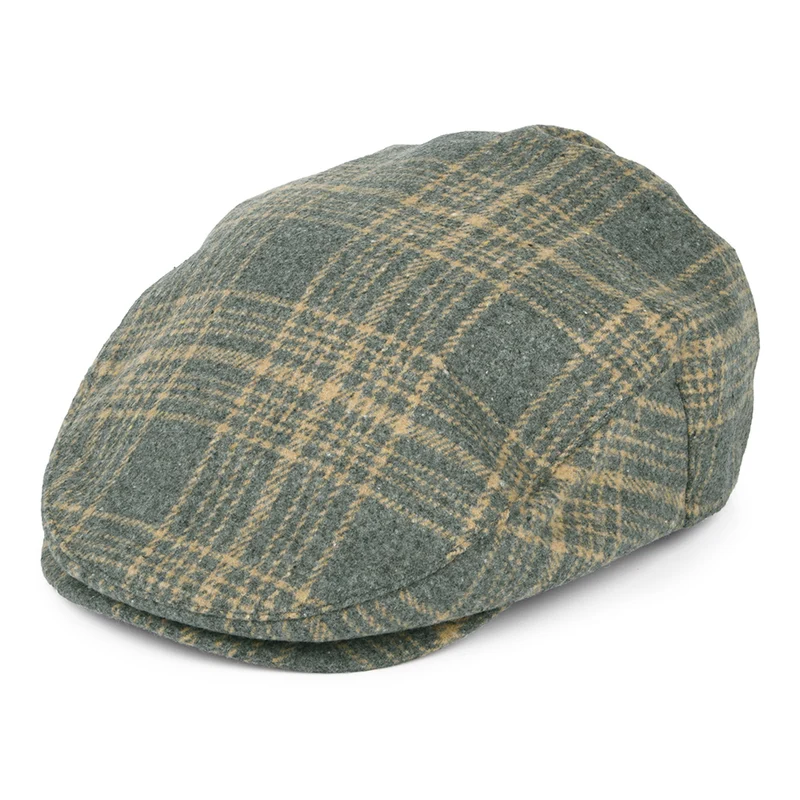 Casquette Plate à Carreaux Hooligan beige sable-gris BRIXTON