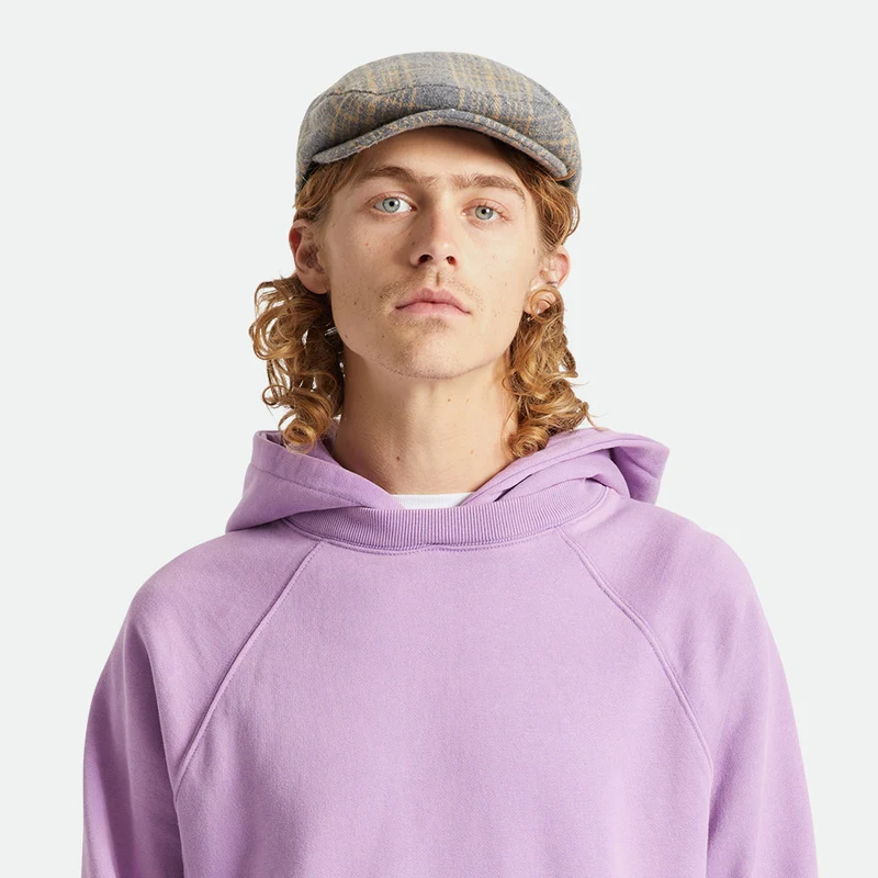 Casquette Plate à Carreaux Hooligan beige sable-gris BRIXTON