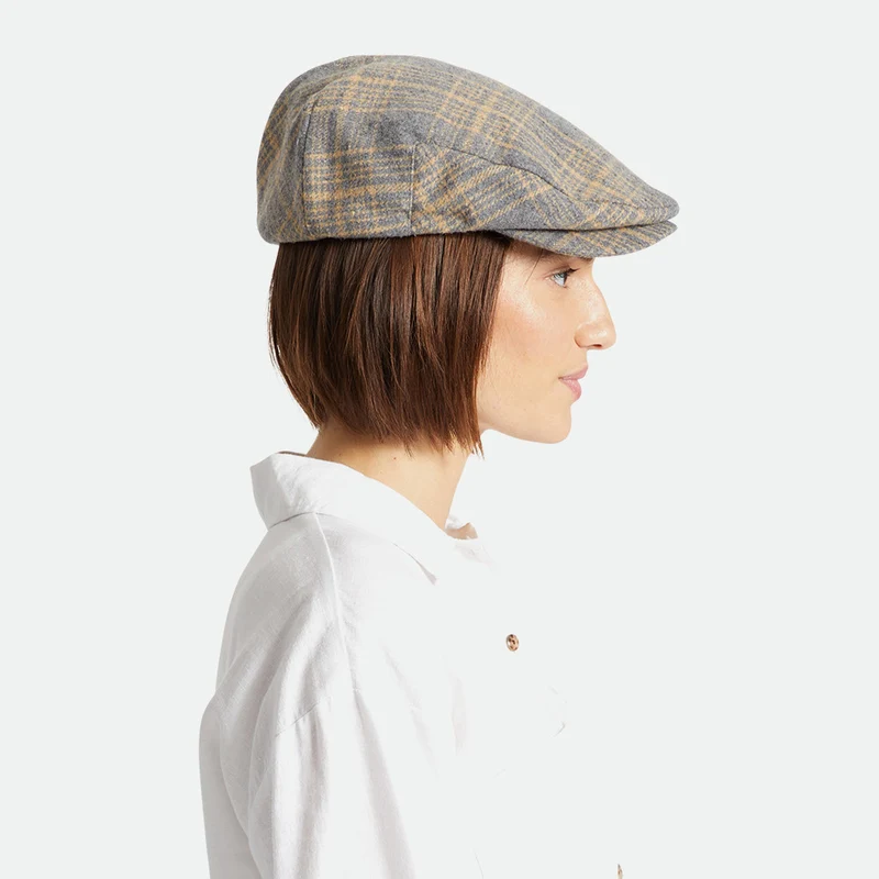 Casquette Plate à Carreaux Hooligan beige sable-gris BRIXTON