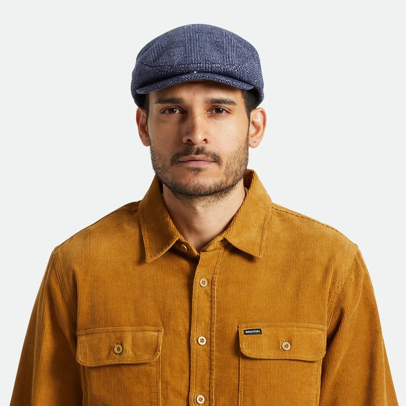 Casquette Plate à Carreaux Hooligan bleu marine-blanc cassé BRIXTON