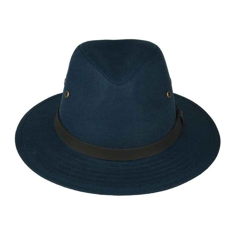 Chapeau Fedora Safari en Lin Irlandais bleu marine FAILSWORTH