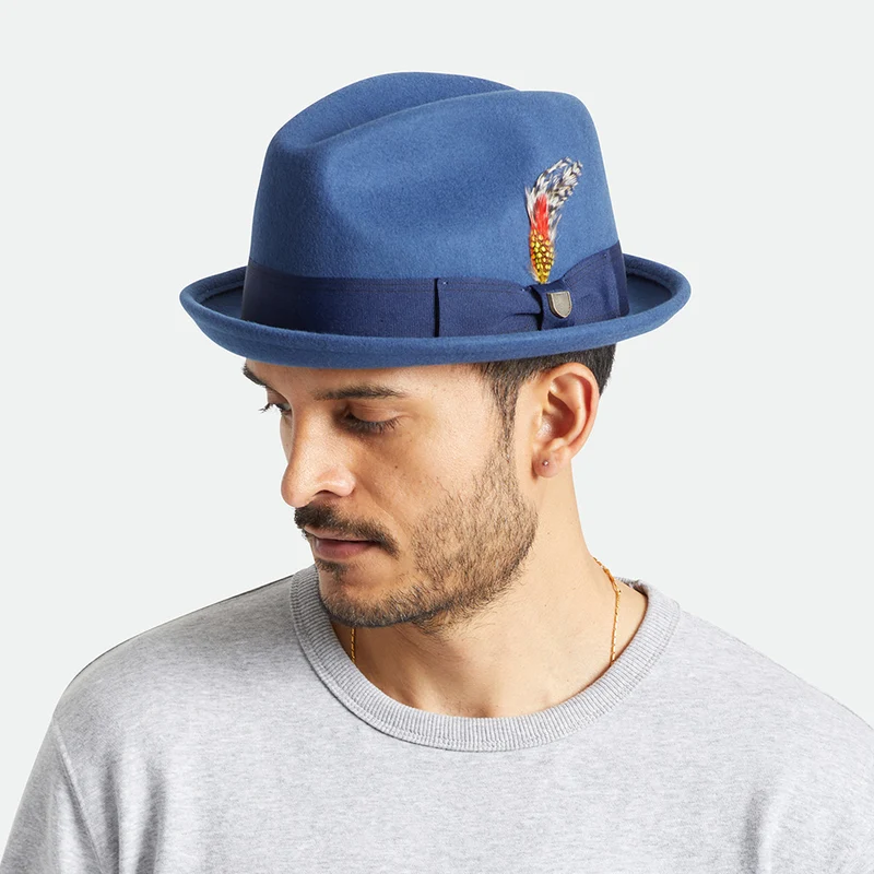 Chapeau Trilby en Laine Feutrée Gain bleu BRIXTON
