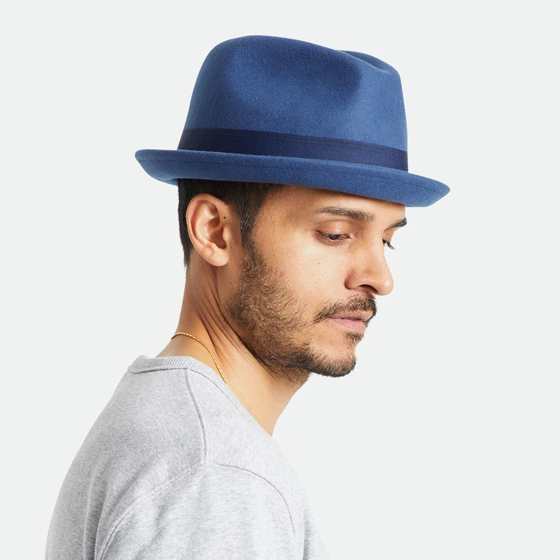 Chapeau Trilby en Laine Feutrée Gain bleu BRIXTON