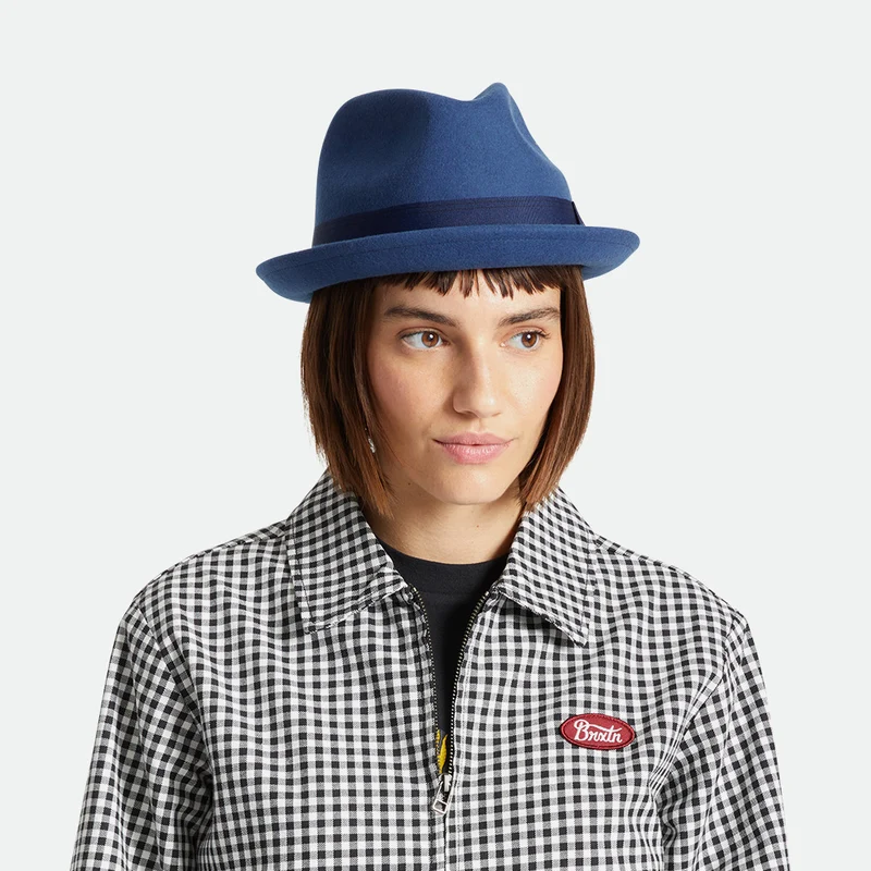 Chapeau Trilby en Laine Feutrée Gain bleu BRIXTON