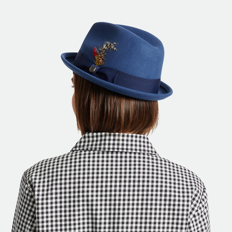Chapeau Trilby en Laine Feutrée Gain bleu BRIXTON
