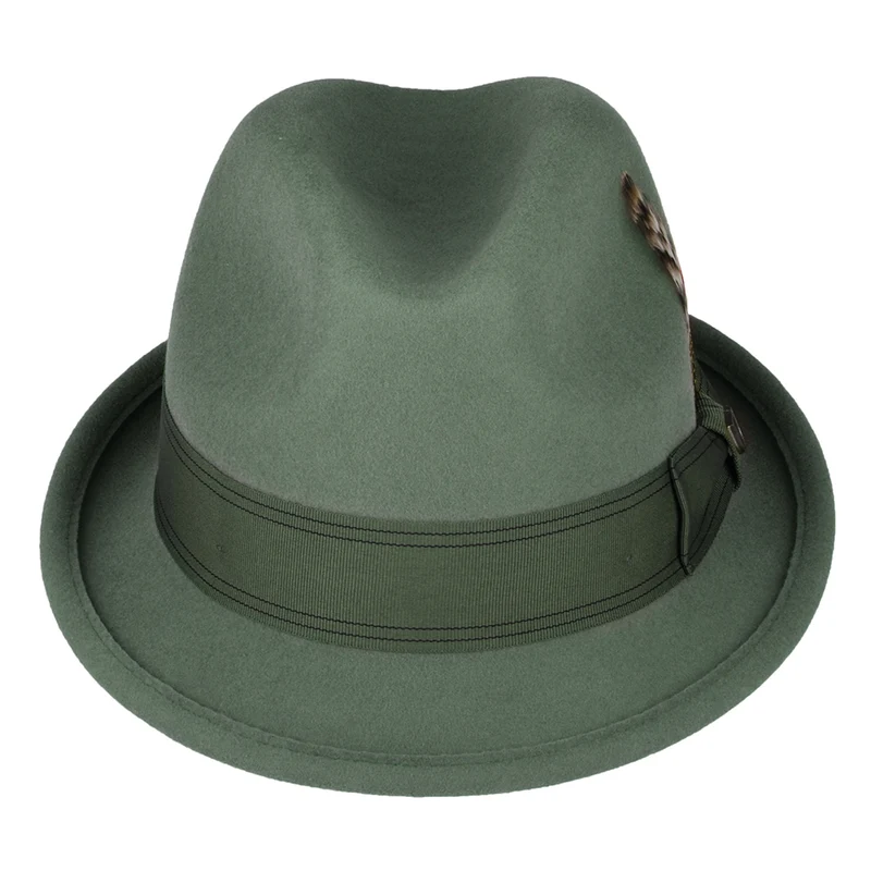 Chapeau Trilby en Laine Feutrée Gain olive clair BRIXTON