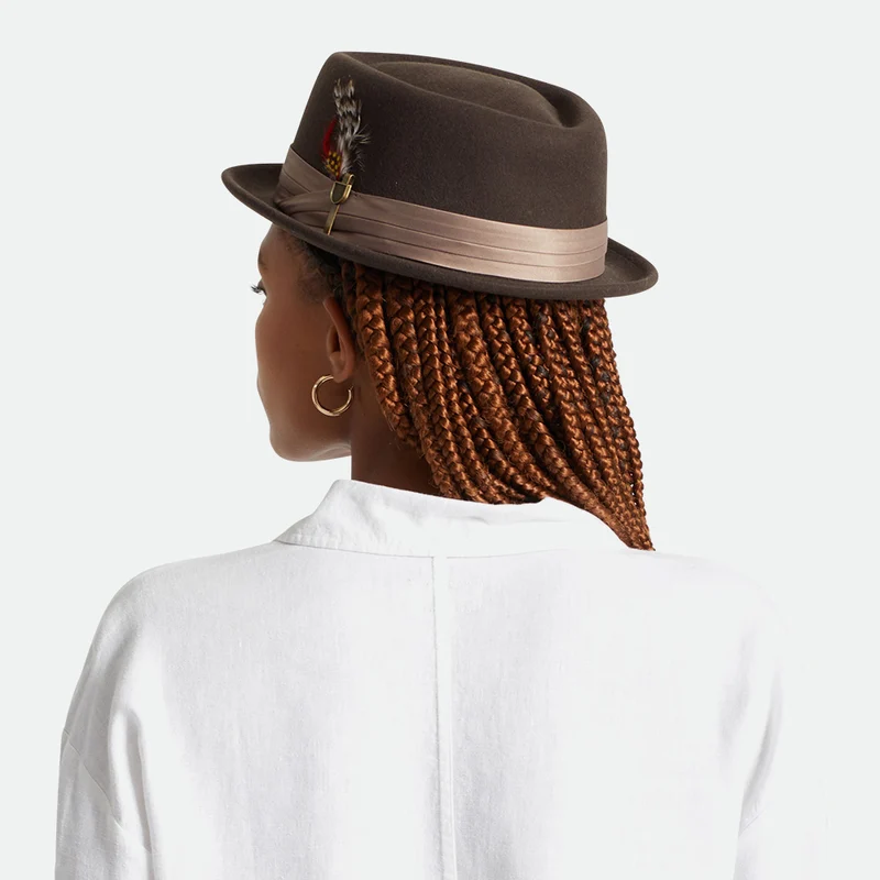Chapeau Pork Pie en Laine Feutrée Stout marron BRIXTON