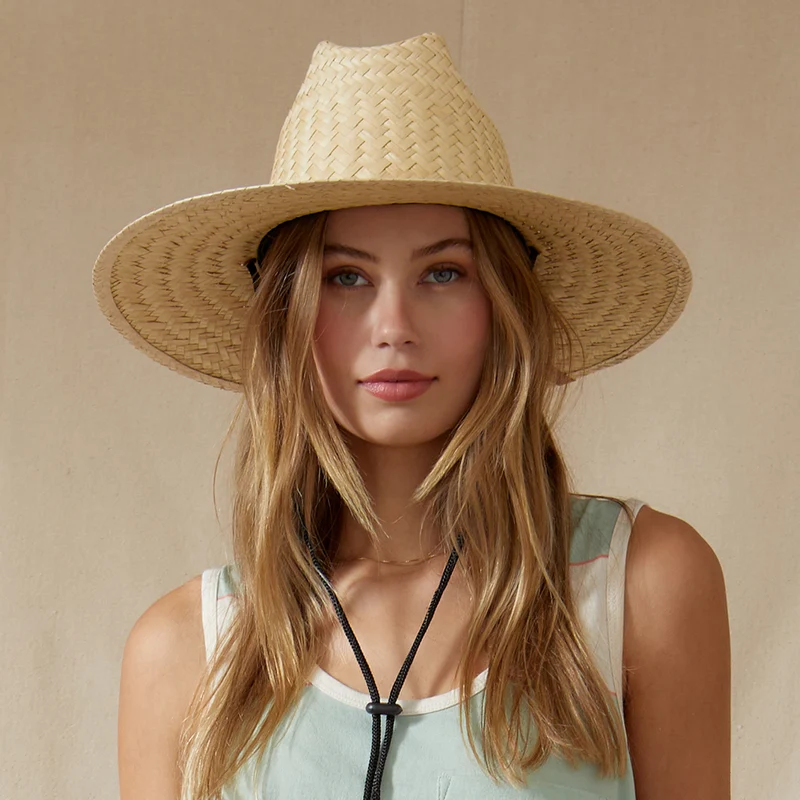 Chapeau Lifeguard en Paille avec Corde Noire Bells II beige sable BRIXTON