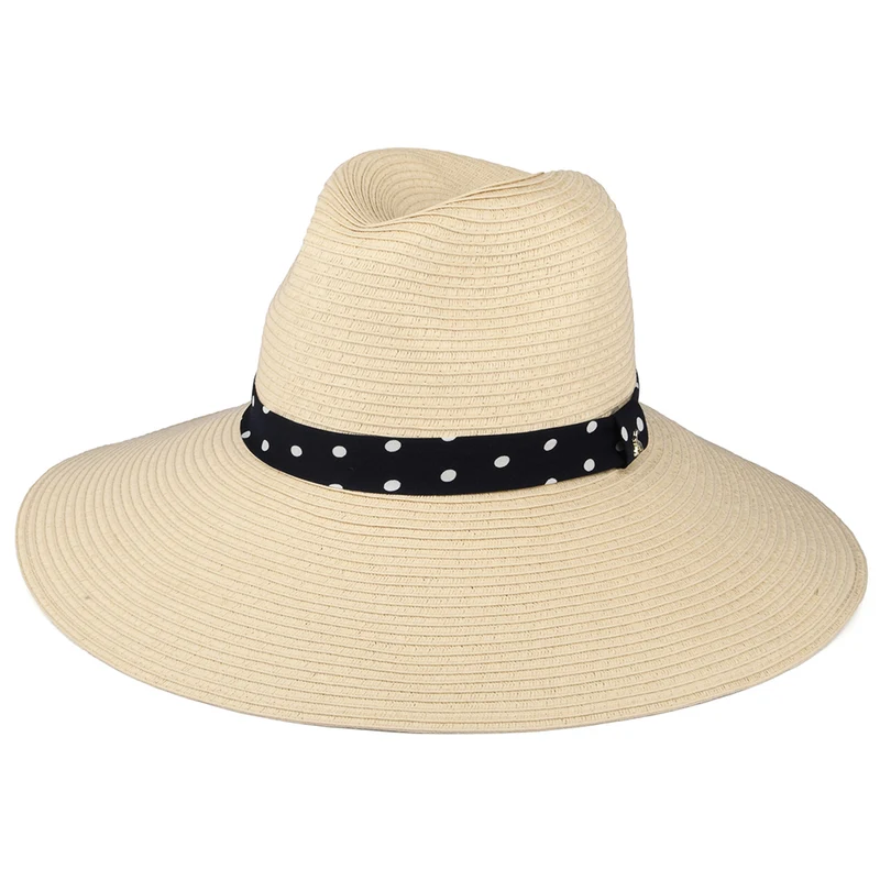Chapeau Fedora Été à Bord Large Sia naturel avec Bandeau à Pois JOULES