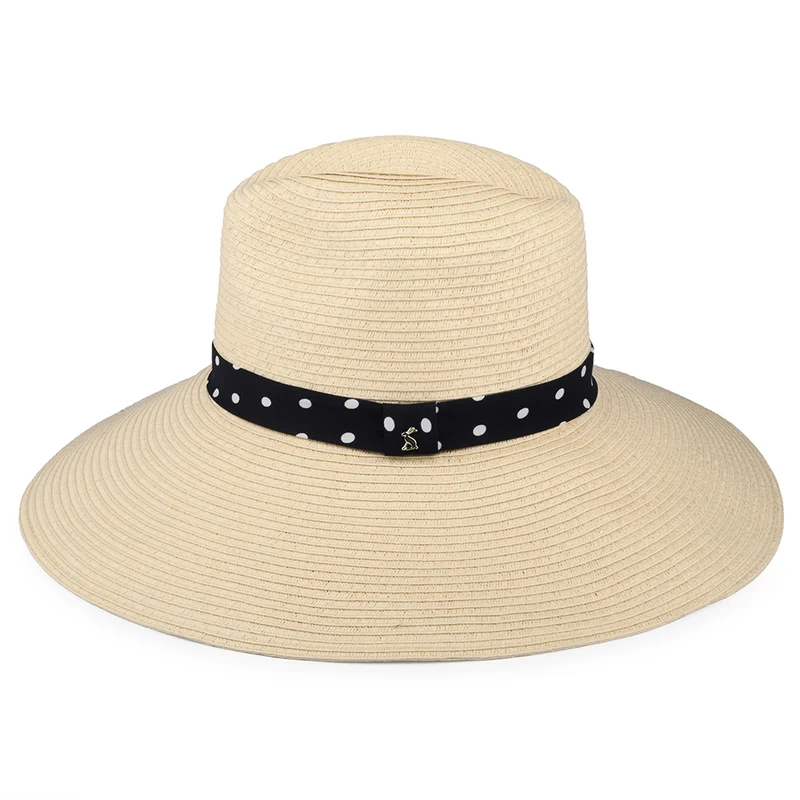 Chapeau Fedora Été à Bord Large Sia naturel avec Bandeau à Pois JOULES