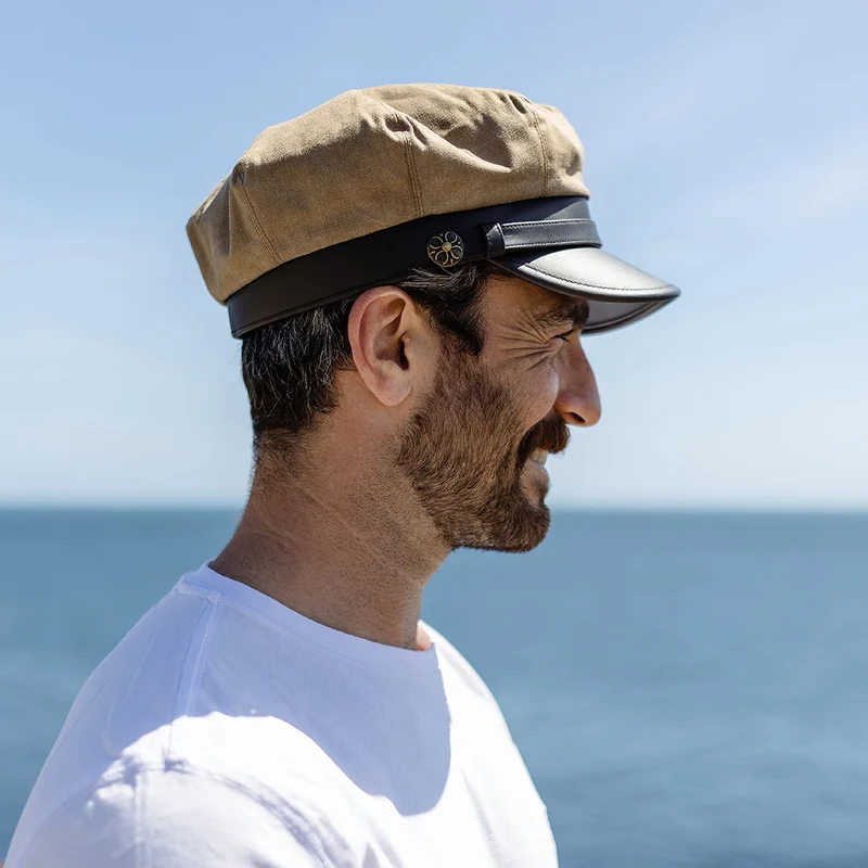 Casquette de Motard Rebelle beige britannique JAXON & JAMES - VENTE EN GROS