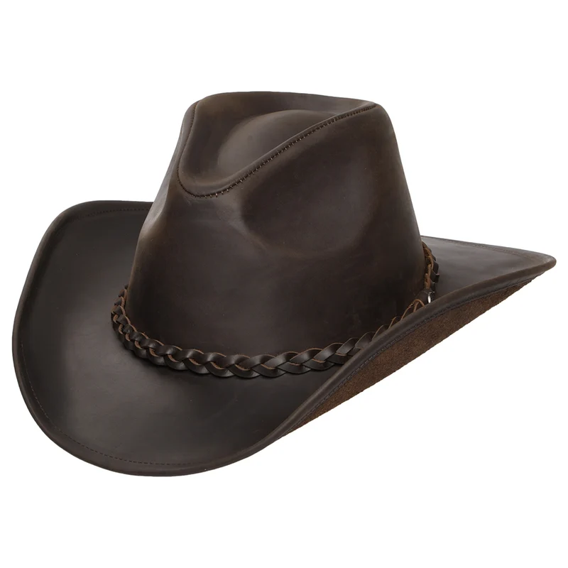 Chapeau de Cowboy en Cuir de Buffle chocolat JAXON & JAMES - VENTE EN GROS