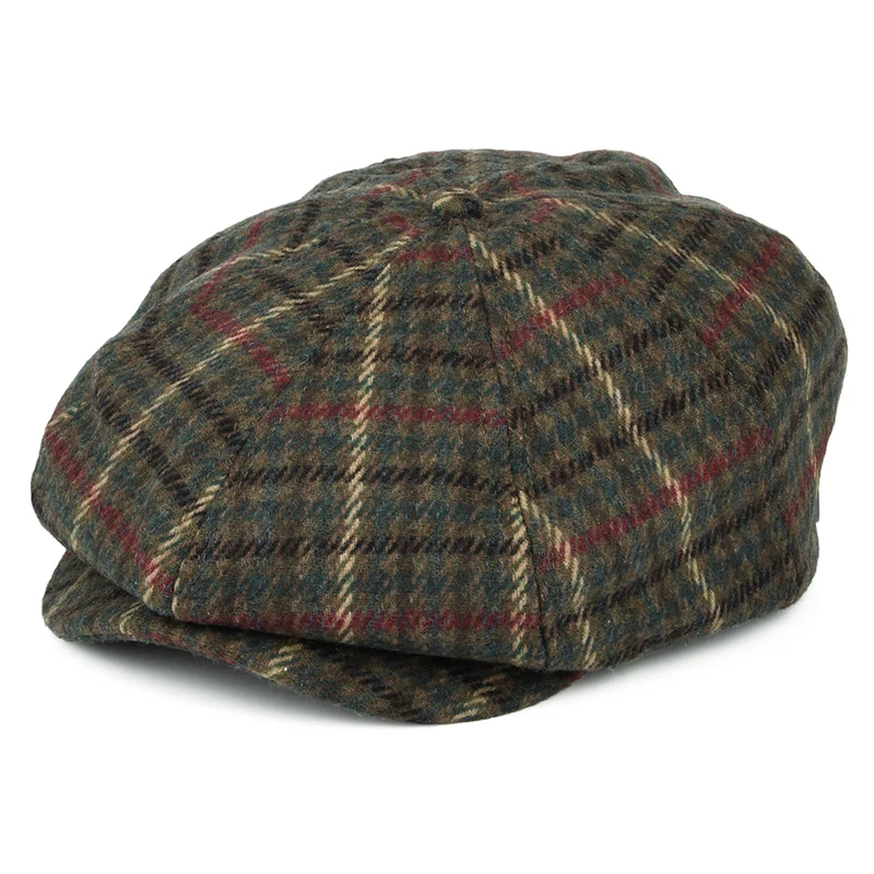 Casquette Gavroche à Carreaux Brood olive-mousse BRIXTON