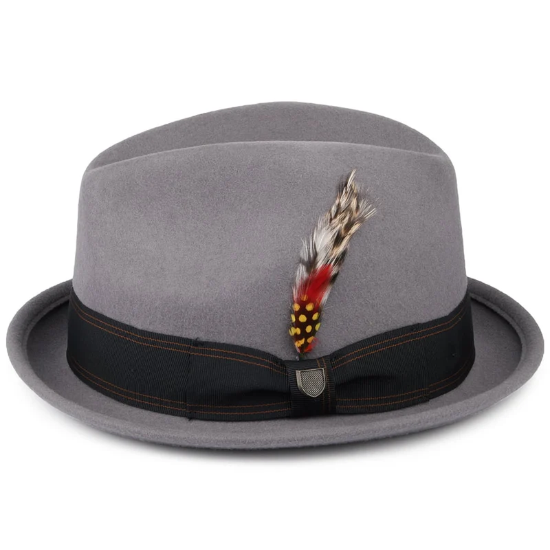 Chapeau Trilby en Laine Feutrée avec Bandeau noir Gain gris BRIXTON
