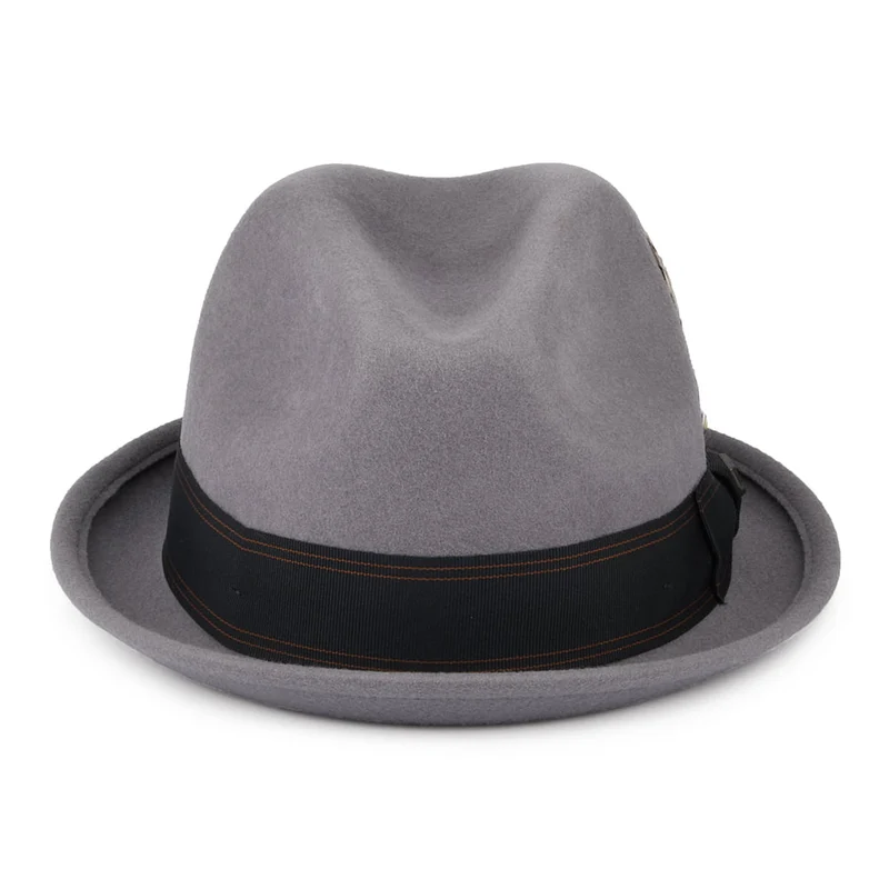Chapeau Trilby en Laine Feutrée avec Bandeau noir Gain gris BRIXTON