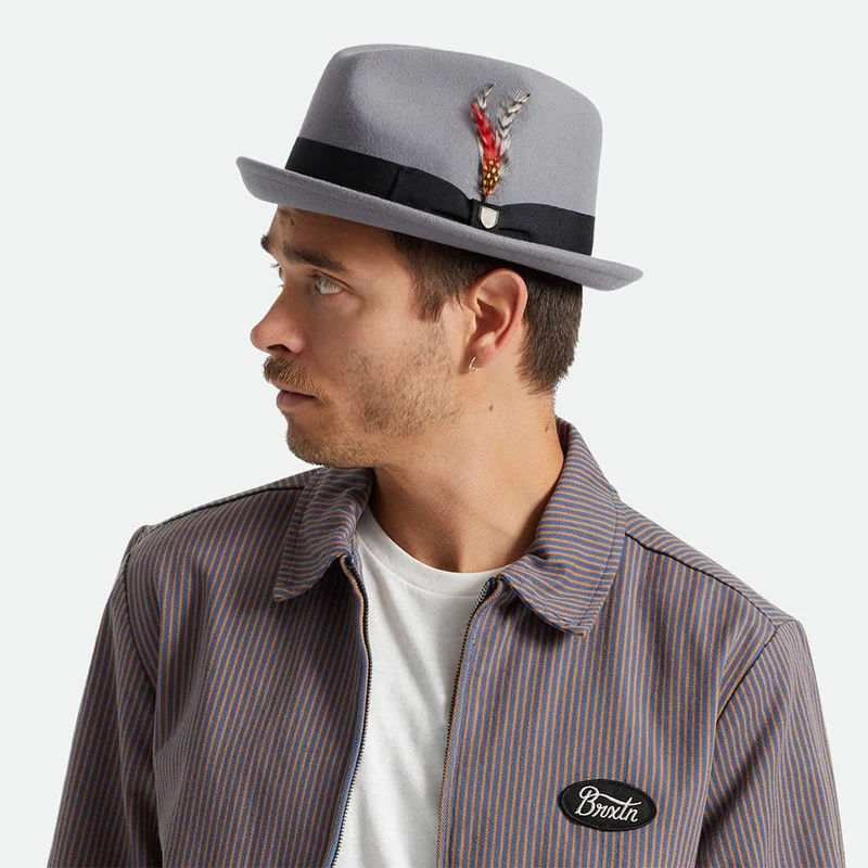Chapeau Trilby en Laine Feutrée avec Bandeau noir Gain gris BRIXTON