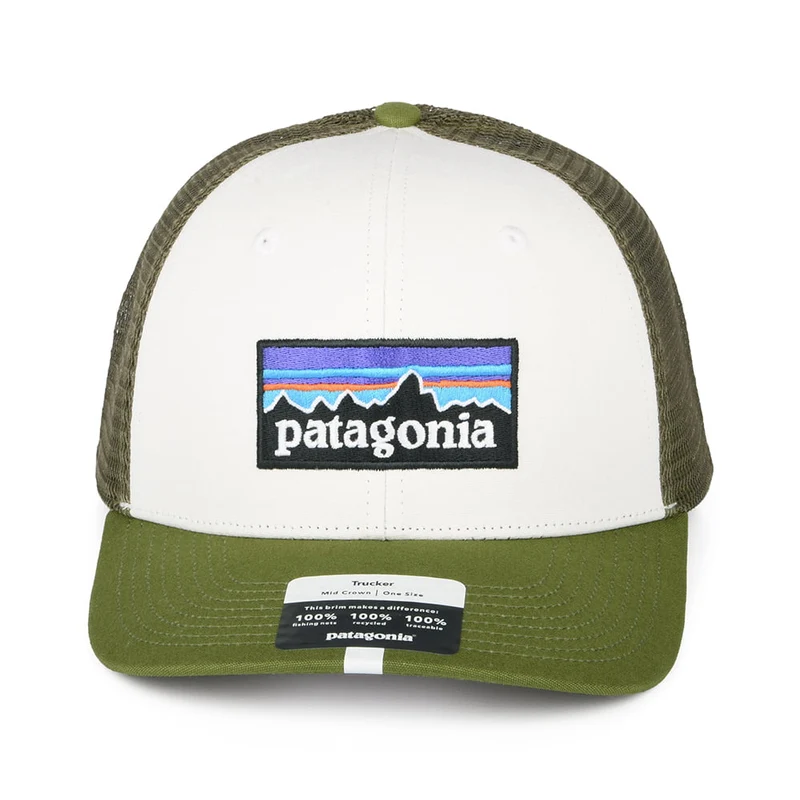 Casquette Trucker en Coton Bio P-6 Logo blanc-vert PATAGONIA