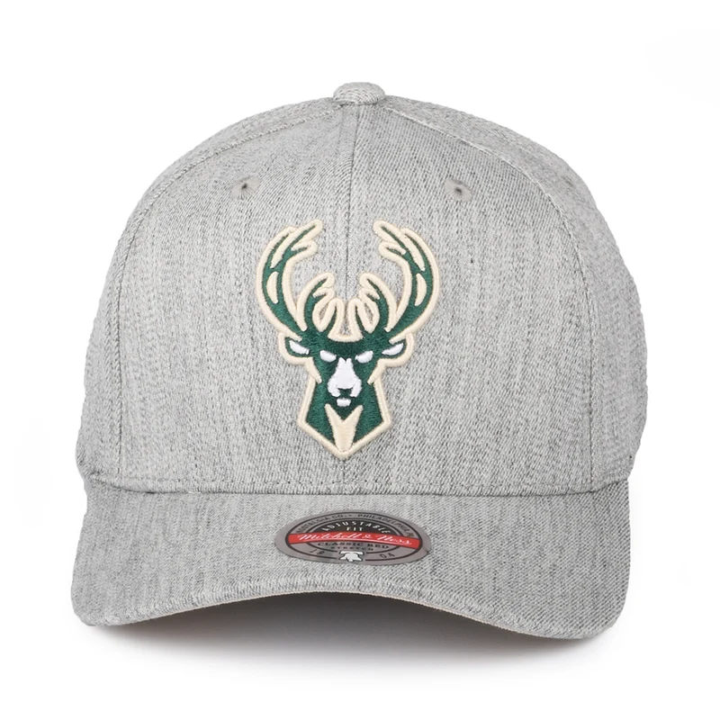 Casquette Snapback NBA Team Heather Milwaukee Bucks gris chiné MITCHELL & NESS