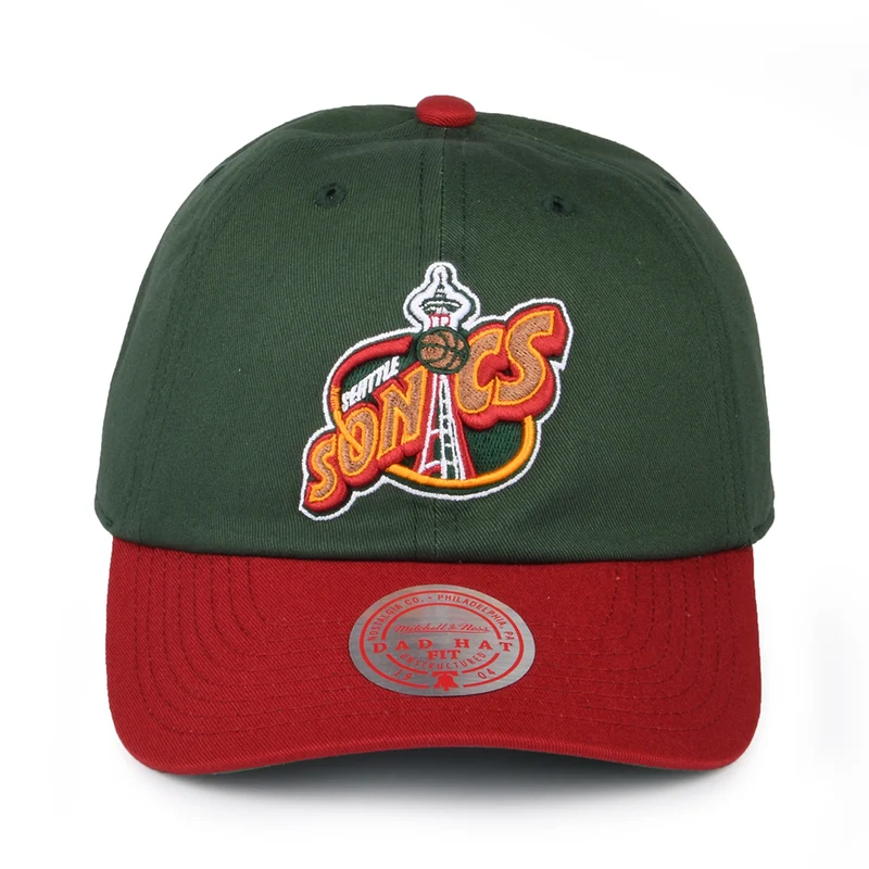 Casquette Strapback NBA 2 Tone HWC Seattle Supersonics vert-rouge MITCHELL & NESS