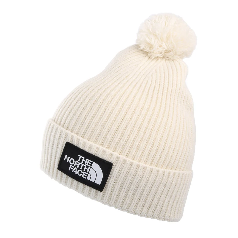 Bonnet à Pompon Recyclé TNF Logo Box Pom blanc cassé THE NORTH FACE