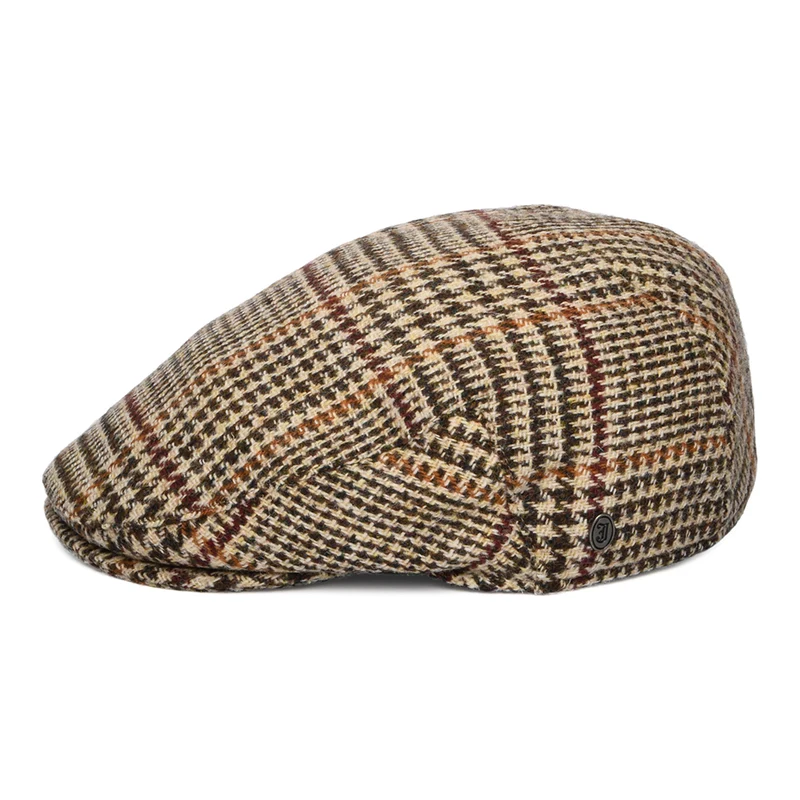 Casquette Plate en HARRIS TWEED Locheport marron-beige sable JAXON & JAMES