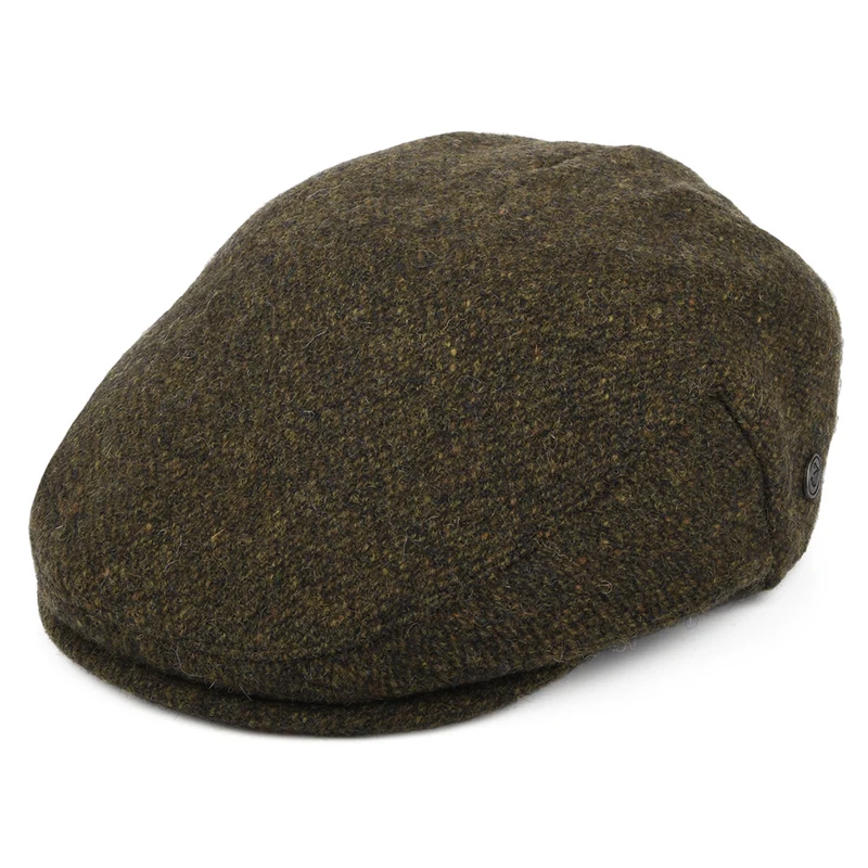 Casquette Plate en Tweed du Donegal Arranmore mousse-marron JAXON & JAMES