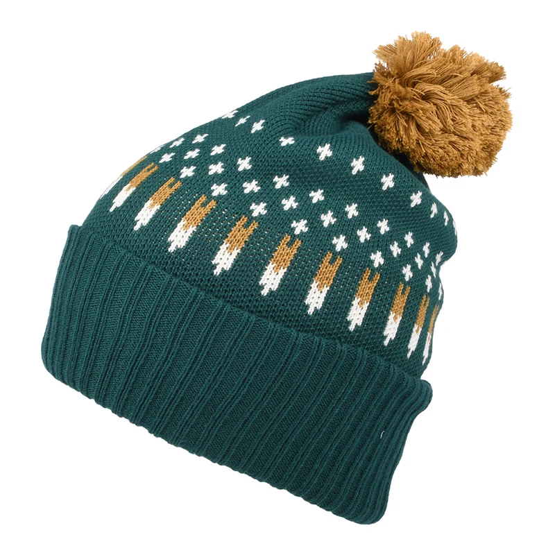Bonnet à Pompon Snowfall Powder Town vert foncé PATAGONIA