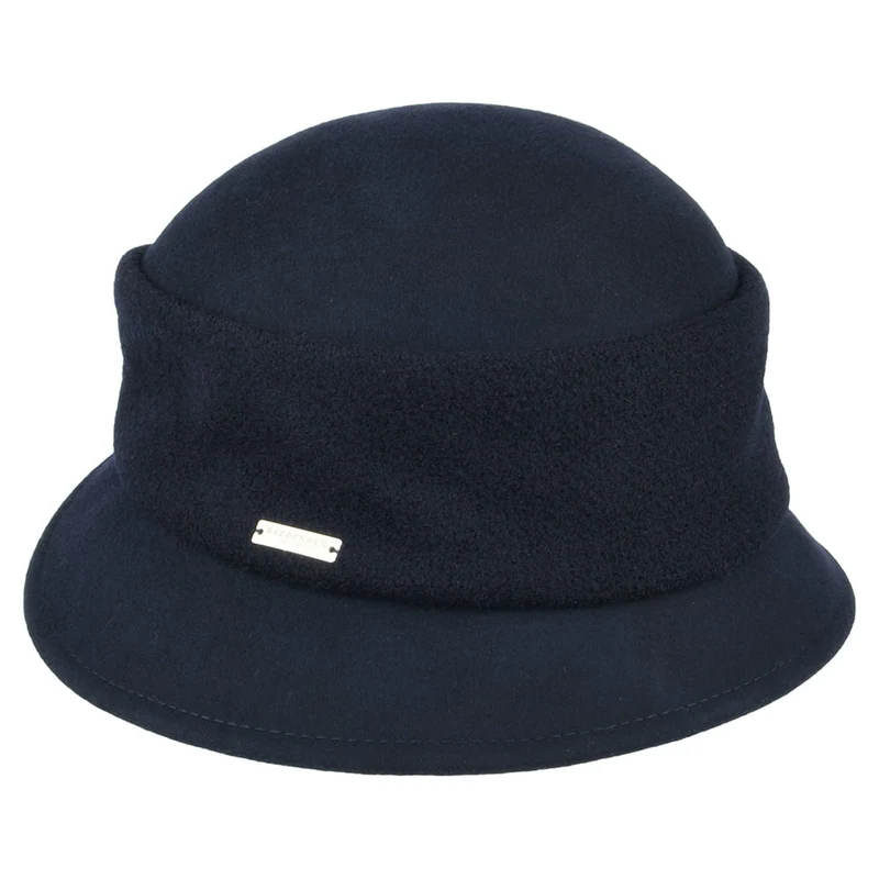 Chapeau Cloche en Laine Feutrée bleu marine SEEBERGER