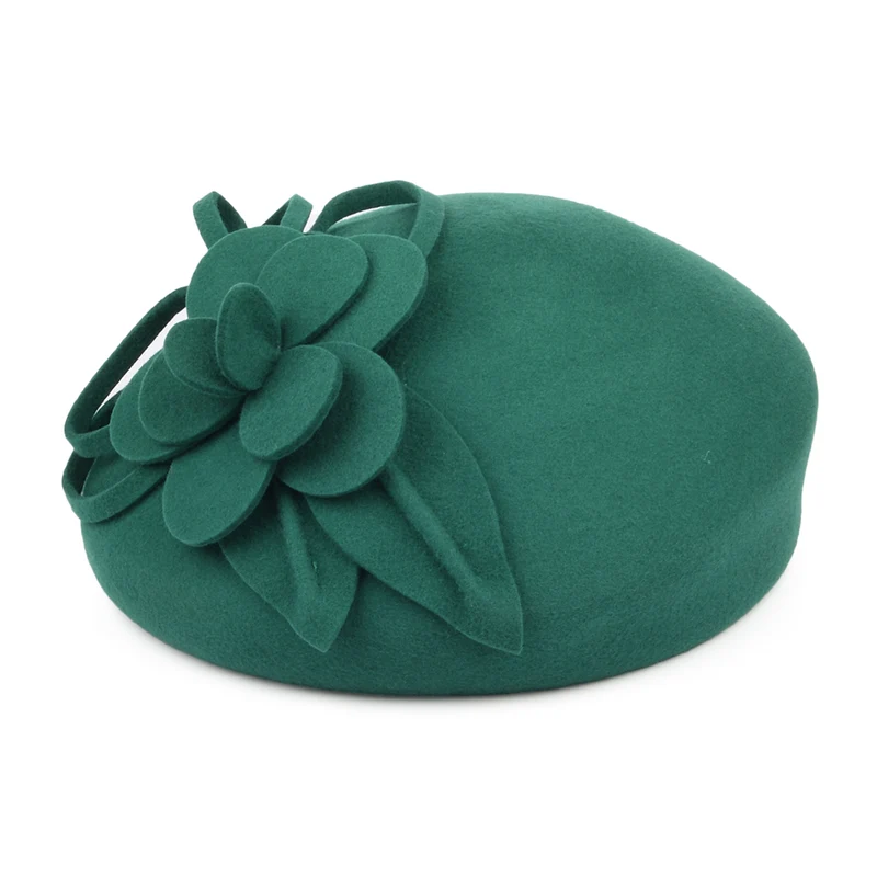 Béret Rigide en Laine Feutrée Marina émeraude FAILSWORTH
