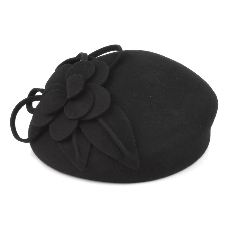 Béret Rigide en Laine Feutrée Marina noir FAILSWORTH