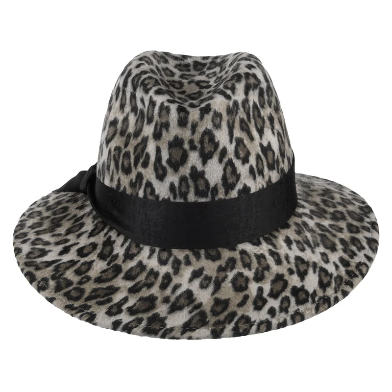 Chapeau Fedora en Laine Feutrée Hydrofuge Léopard des Neiges mélange de gris FAILSWORTH