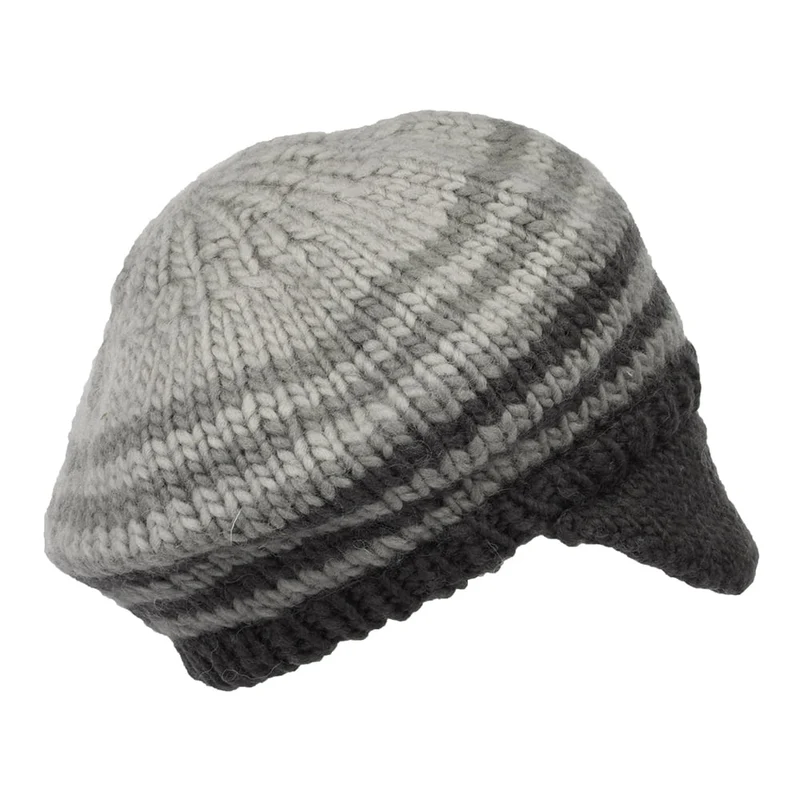Bonnet à Visière Souple Point de Riz crème-gris KUSAN