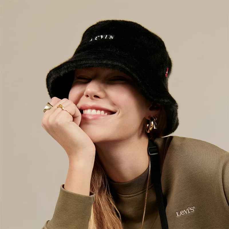 Chapeau Bob Femme en Fausse Fourrure Cozy noir LEVI'S