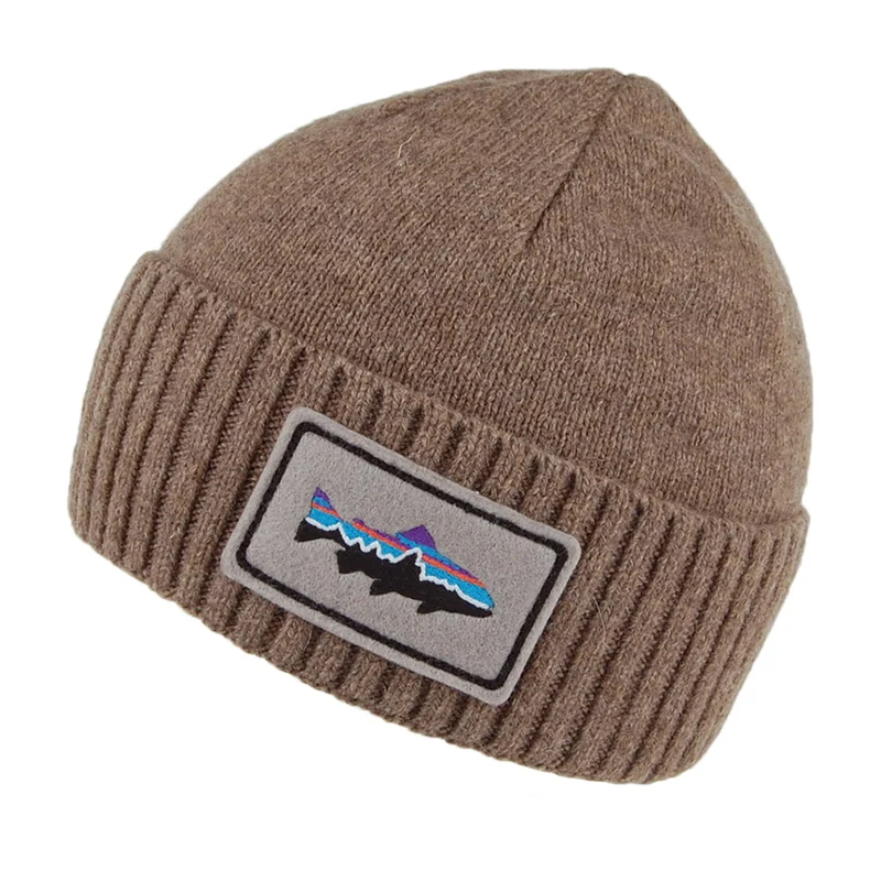 Bonnet en Laine Recyclée Brodeo Fitz Roy Trout beige sable PATAGONIA