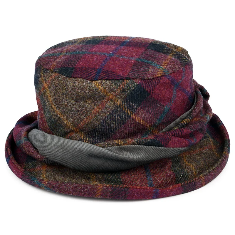 Chapeau Bob en Laine Britannique Tartan rose multi FAILSWORTH
