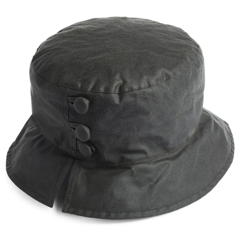 Chapeau Bob de Pluie en Coton Ciré Olivia olive FAILSWORTH
