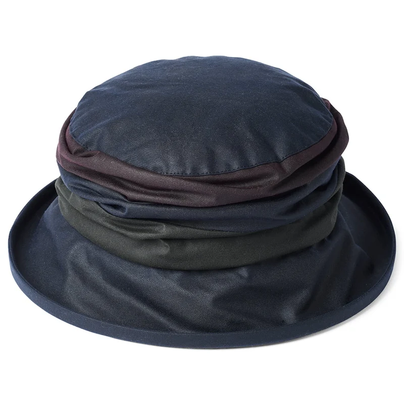 Chapeau Bob de Pluie en Coton Ciré Britannique Annie bleu marine FAILSWORTH